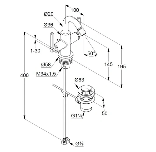 Смеситель для биде Kludi NOVA FONTE 203133915 черный матовый Смеситель для биде Kludi NOVA FONTE 203133915 черный матовый