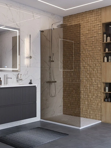 Душевая перегородка BelBagno UNO-L-1-TB-100-BR-Cr 100 см, профиль хром, стекло тонированная бронза Душевая перегородка BelBagno UNO-L-1-TB-100-BR-Cr 100 см, профиль хром, стекло тонированная бронза