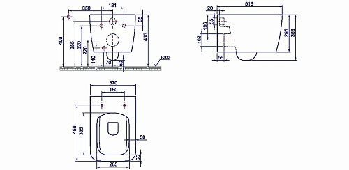 Унитаз подвесной Boheme Zen 967-WM матовый белый Унитаз подвесной Boheme Zen 967-WM матовый белый