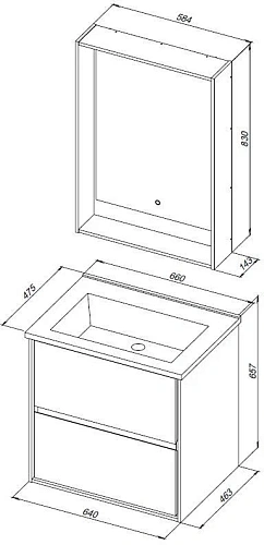 Тумба под раковину Aquanet Милан 65 белый глянец 00339965 подвесная Тумба под раковину Aquanet Милан 65 белый глянец 00339965 подвесная