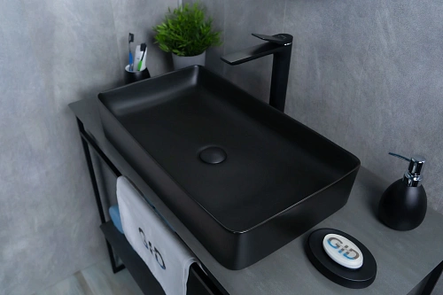 Раковина Gid Bm9396 53344 накладная черная матовая 60x34x11 Раковина Gid Bm9396 53344 накладная черная матовая 60x34x11