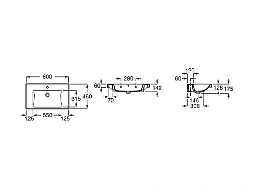 Раковина Roca The Gap Plus высокий бортик, 1 отверстие 80x46 3270M0004 Раковина Roca The Gap Plus высокий бортик, 1 отверстие 80x46 3270M0004