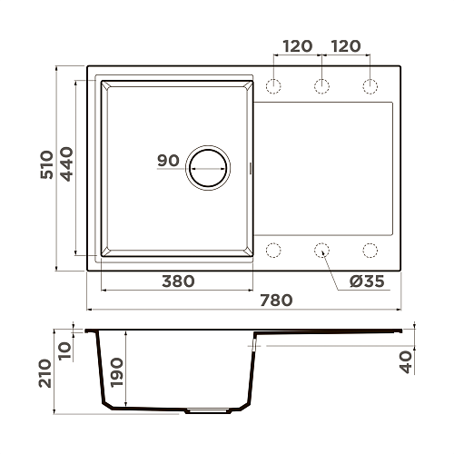 Кухонная мойка Omoikiri Daisen 78-PA Artgranit/пастила 4993323 Кухонная мойка Omoikiri Daisen 78-PA Artgranit/пастила 4993323