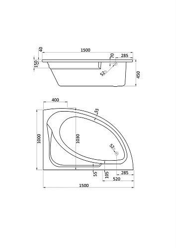 Акриловая ванна Santek Гоа 150х100 правосторонняя 1.WH11.2.032 Акриловая ванна Santek Гоа 150х100 правосторонняя 1.WH11.2.032