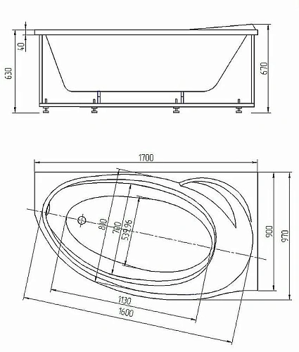 Акриловая ванна Aquatek Бетта 170 правая пустая с фронтальным экраном вклеенный каркас BET170-000008 BET170-0000084 Акриловая ванна Aquatek Бетта 170 правая пустая с фронтальным экраном вклеенный каркас BET170-000008 BET170-0000084