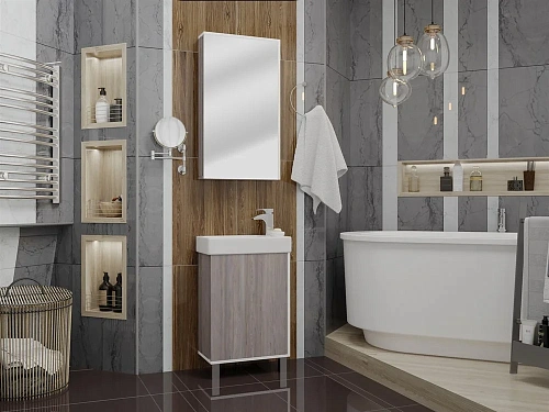 Тумба под раковину Aquaton Эмма белый, дуб наварра 1A221601EAD80 Тумба под раковину Aquaton Эмма белый, дуб наварра 1A221601EAD80