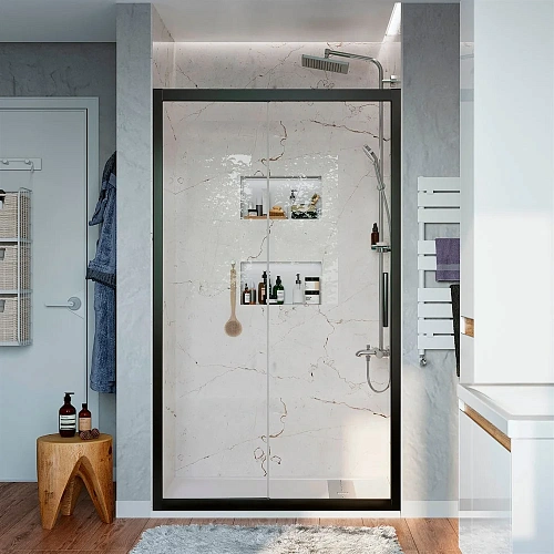 Душевая дверь STWORKI Стокгольм 90 см профиль черный матовый 467433 Душевая дверь STWORKI Стокгольм 90 см профиль черный матовый 467433