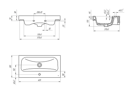 Раковина Cersanit MODUO 60 SLIM (UM-MOD60SL/1) мебельная S-UM-MOD60SL/1 Раковина Cersanit MODUO 60 SLIM (UM-MOD60SL/1) мебельная S-UM-MOD60SL/1