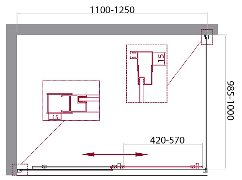 Душевой уголок BelBagno UNIQUE-AH-1-110/125-100-C-Cr 1100x1000 мм Душевой уголок BelBagno UNIQUE-AH-1-110/125-100-C-Cr 1100x1000 мм