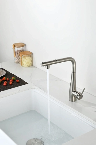 Смеситель для кухни AQUAme Cucina AQM9902BN с выдвижным изливом, никель шлифованный Смеситель для кухни AQUAme Cucina AQM9902BN с выдвижным изливом, никель шлифованный