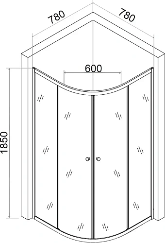 Душевой уголок DIWO Коломна KL01-080MCR/G 80х80 профиль хром матовый, стекло матовое 556841 Душевой уголок DIWO Коломна KL01-080MCR/G 80х80 профиль хром матовый, стекло матовое 556841