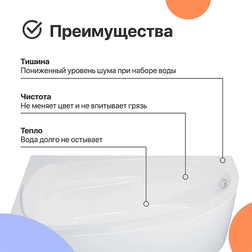 Акриловая ванна DIWO Валдай R 150x95 с каркасом 567953 Акриловая ванна DIWO Валдай R 150x95 с каркасом 567953