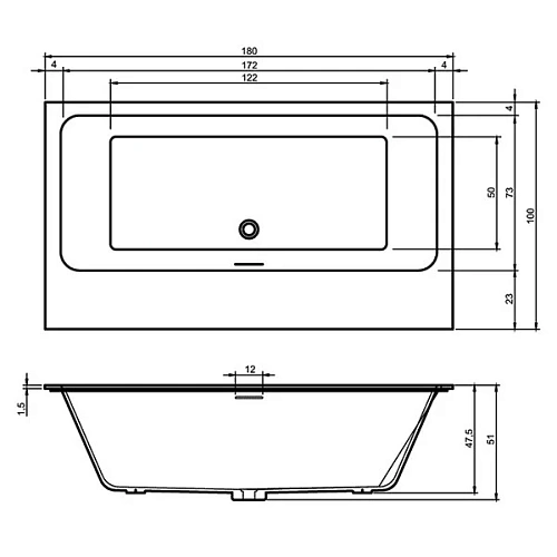Ванна из искусственного камня Riho Girasol BS4800500000000 180x100 Ванна из искусственного камня Riho Girasol BS4800500000000 180x100