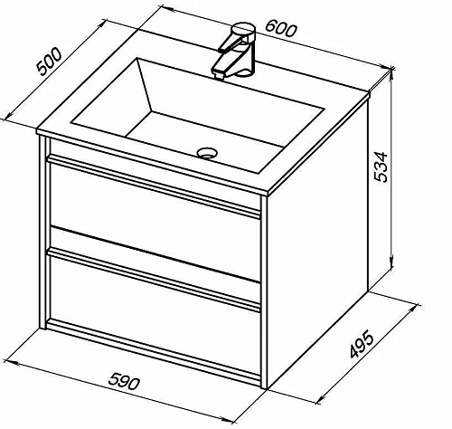 Тумба с раковиной Aquanet Lino 60 Дуб Веллингтон 00271944 Тумба с раковиной Aquanet Lino 60 Дуб Веллингтон 00271944