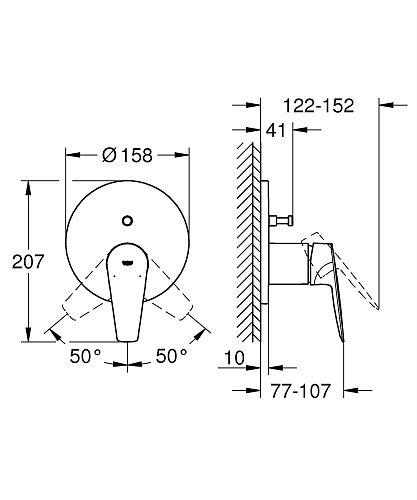 Смеситель для ванны GROHE BauEdge однорычажный, комплект верхней монтажной части для Rapido SmartBox 24162001 Смеситель для ванны GROHE BauEdge однорычажный, комплект верхней монтажной части для Rapido SmartBox 24162001