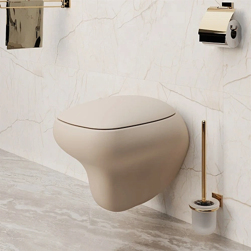 Унитаз подвесной Diamond 123T20401R (530x405x375) матовый бежевый безободковый без сиденья Унитаз подвесной Diamond 123T20401R (530x405x375) матовый бежевый безободковый без сиденья