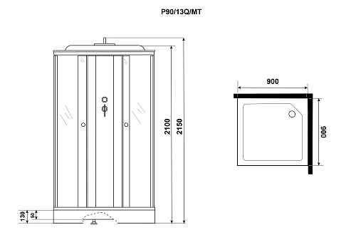 Душевая кабина Niagara Promo P90/13Q/MT (900х900х2150) Душевая кабина Niagara Promo P90/13Q/MT (900х900х2150)