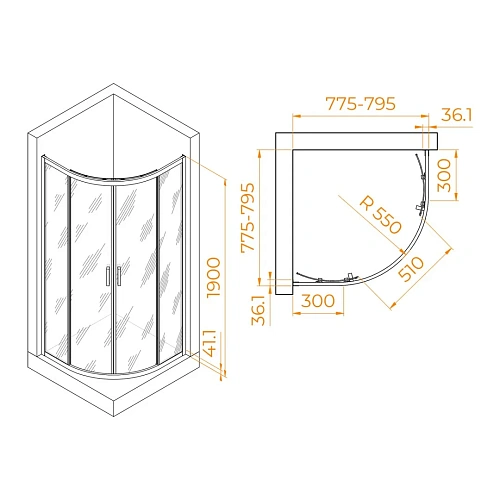 Душевой уголок RGW PA-51B 800x800 мм 02085188-14 черный Easy Clean Душевой уголок RGW PA-51B 800x800 мм 02085188-14 черный Easy Clean