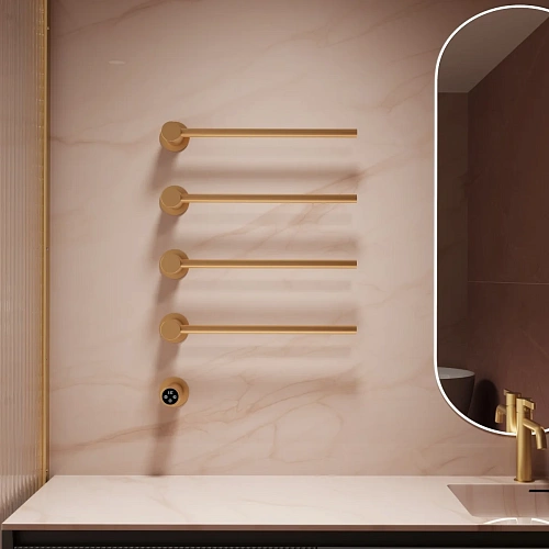 Полотенцесушитель электрический Vincea VTD-2H1BG брашированное золото, таймер Полотенцесушитель электрический Vincea VTD-2H1BG брашированное золото, таймер