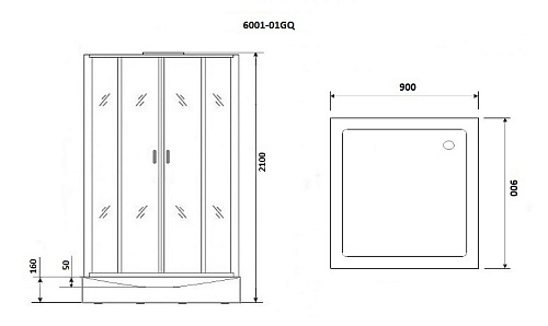 Душевая кабина Niagara Premium NG-6001-01GQ (900х900х2100) низкий поддон (16 см) стекло прозрачное 60010114GQ Душевая кабина Niagara Premium NG-6001-01GQ (900х900х2100) низкий поддон (16 см) стекло прозрачное 60010114GQ