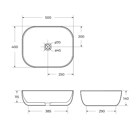 Раковина BelBagno BB1302-H316 500x400x140 бежевая матовая Раковина BelBagno BB1302-H316 500x400x140 бежевая матовая