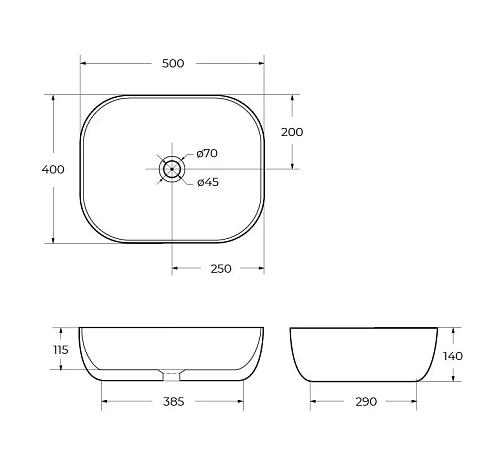 Раковина BelBagno BB1302-H311 500x400x140 серая матовая Раковина BelBagno BB1302-H311 500x400x140 серая матовая