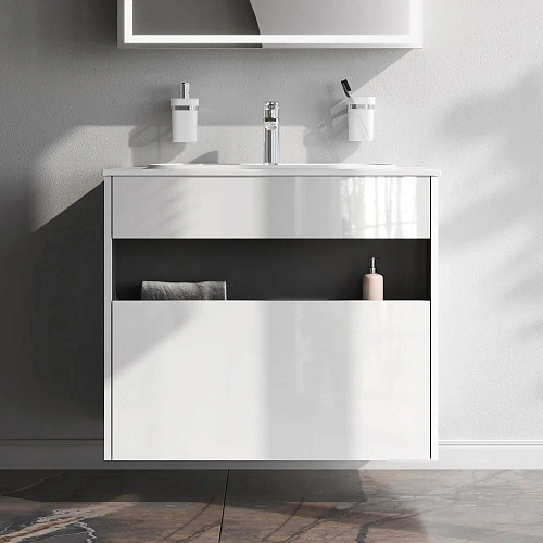 Тумба под раковину AM.PM Func M8FFUX0801WG pull-out, 80 см универсальная, белый Тумба под раковину AM.PM Func M8FFUX0801WG pull-out, 80 см универсальная, белый