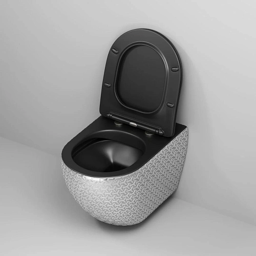 Унитаз подвесной GROSSMAN GR-4411SBRS 550x360x375 серебро внутри черный безободковый с тонкой крышкой Унитаз подвесной GROSSMAN GR-4411SBRS 550x360x375 серебро внутри черный безободковый с тонкой крышкой