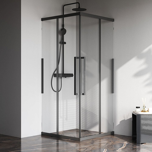 Душевой уголок AM.PM Func W84G-403-9090-BТ Slide 90х90, черный, стекло прозрачное Душевой уголок AM.PM Func W84G-403-9090-BТ Slide 90х90, черный, стекло прозрачное