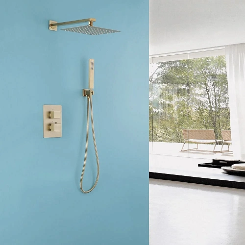 Душевая система ABBER Daheim AF8251G скрытого монтажа без излива, термостат, золото матовое Душевая система ABBER Daheim AF8251G скрытого монтажа без излива, термостат, золото матовое