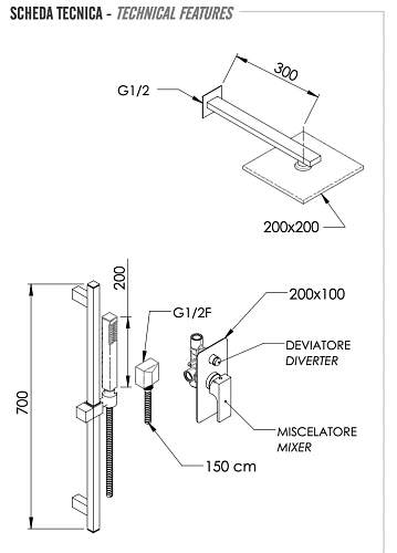 Душевая система Remer Absolute AU09S01O20 Душевая система Remer Absolute AU09S01O20