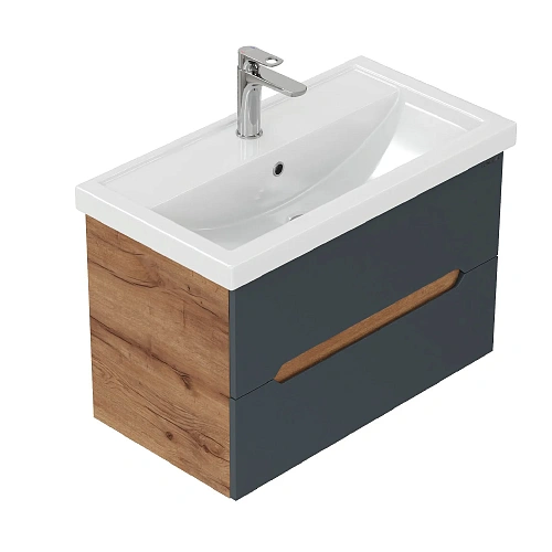 Тумба под раковину Onika Айленд 80 см 108064 подвесная, графит/дуб крафт золотой (для Фостер 80) Тумба под раковину Onika Айленд 80 см 108064 подвесная, графит/дуб крафт золотой (для Фостер 80)