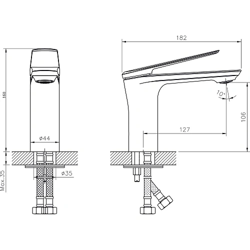 Смеситель для раковины Rush Bering BE5535-11 хром Смеситель для раковины Rush Bering BE5535-11 хром