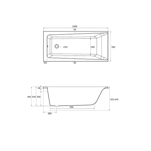 Акриловая ванна Cersanit LORENA 150x70 64531 Акриловая ванна Cersanit LORENA 150x70 64531
