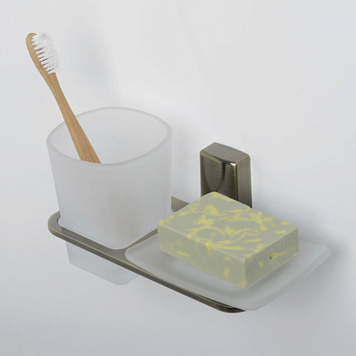 Мыльница WasserKRAFT Exter K-5226 Держатель стакана и мыльницы светлая бронза Мыльница WasserKRAFT Exter K-5226 Держатель стакана и мыльницы светлая бронза