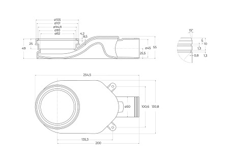 Душевой лоток BelBagno LUCE 60 см, BB-LD-LUCE-60-CR Душевой лоток BelBagno LUCE 60 см, BB-LD-LUCE-60-CR