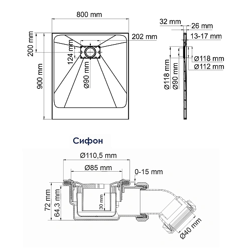 Душевой поддон WasserKRAFT Elbe 74T20 черный Душевой поддон WasserKRAFT Elbe 74T20 черный