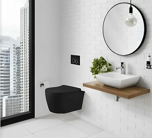 Унитаз подвесной Ceruttispa SELLA Aria MBF CT10016 безободковый, черный матовый, сиденье быстросъемное с микролифтом Унитаз подвесной Ceruttispa SELLA Aria MBF CT10016 безободковый, черный матовый, сиденье быстросъемное с микролифтом