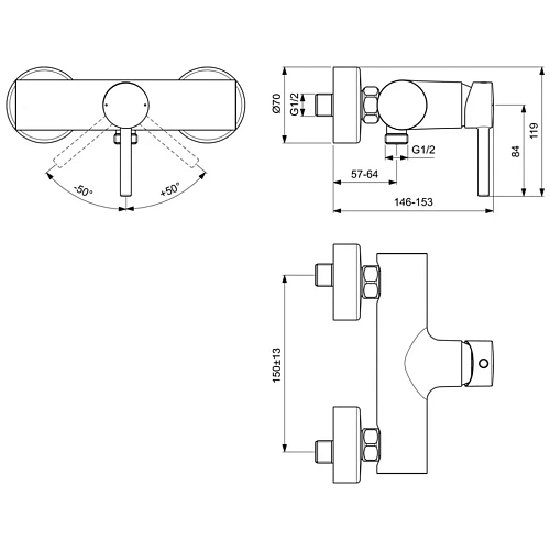 Смеситель для душа Ideal Standard CERALINE BC200AA Смеситель для душа Ideal Standard CERALINE BC200AA