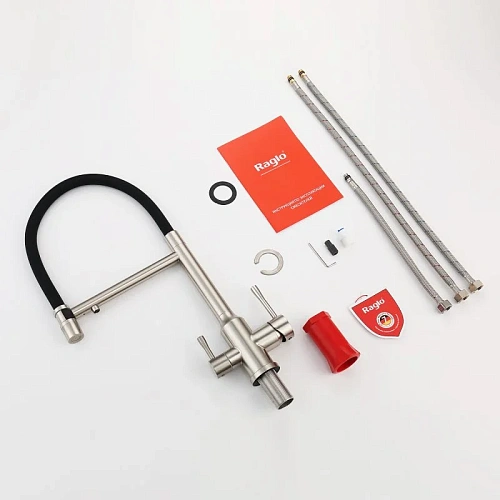 Смеситель для кухни Raglo R81.63.05 с гибким изливом с подключением к фильтру, сатин Смеситель для кухни Raglo R81.63.05 с гибким изливом с подключением к фильтру, сатин