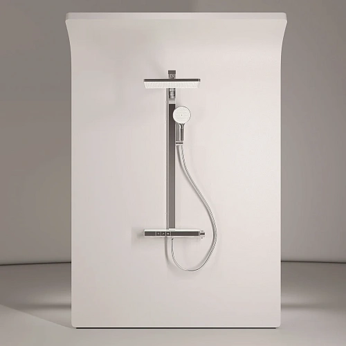 Душевая система Sancos Vos SC6100CH с термостатом, изливом, полкой, шлангом 1,5 м, верхним и ручным душем, хром Душевая система Sancos Vos SC6100CH с термостатом, изливом, полкой, шлангом 1,5 м, верхним и ручным душем, хром