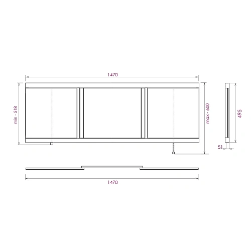 Экран для ванны фронтальный Onika Одио Нова 150 см 515018 белый Экран для ванны фронтальный Onika Одио Нова 150 см 515018 белый