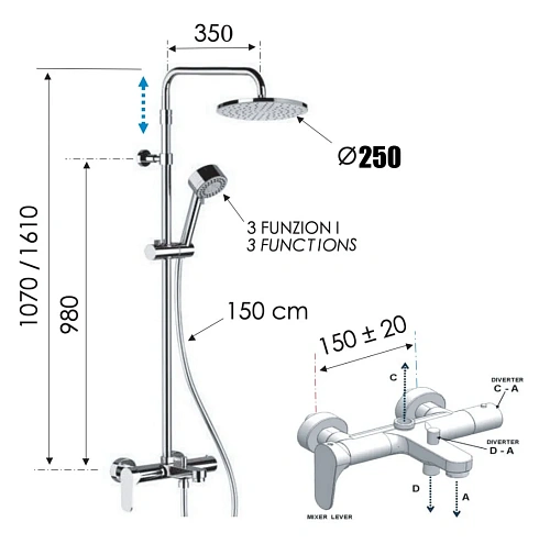 Душевая система Remer Class Line L34AMD25 Душевая система Remer Class Line L34AMD25