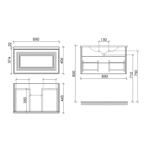 Тумба под раковину Sancos Very VR90CE 890х445х406 Beige Soft, подвесная Тумба под раковину Sancos Very VR90CE 890х445х406 Beige Soft, подвесная
