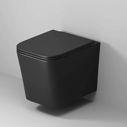 Унитаз подвесной GROSSMAN GR-4441BMSQ 53x36x36,5 черный матовый, безободковый, торнадо с тонкой крышкой Унитаз подвесной GROSSMAN GR-4441BMSQ 53x36x36,5 черный матовый, безободковый, торнадо с тонкой крышкой