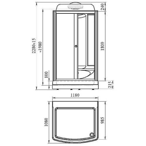 Душевая кабина Radomir Диана 108х118 1-05-1-0-0-0600 поддон с каркасом и сифоном, стекло прозрачное, профиль белый Душевая кабина Radomir Диана 108х118 1-05-1-0-0-0600 поддон с каркасом и сифоном, стекло прозрачное, профиль белый