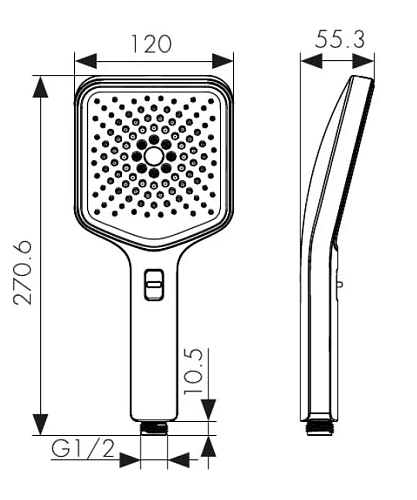 Душевая лейка Kaiser 3-х режимная, 120х120х270мм вороненая сталь SH-124 Душевая лейка Kaiser 3-х режимная, 120х120х270мм вороненая сталь SH-124