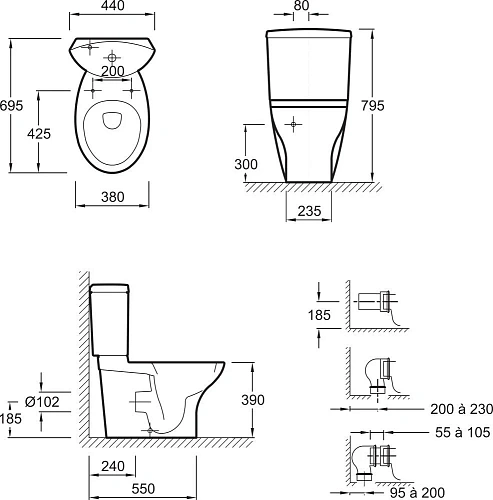 Бачок для унитаза Jacob Delafon Presqu'ile E1425-00 Бачок для унитаза Jacob Delafon Presqu'ile E1425-00