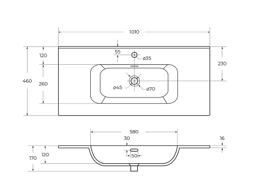 Раковина CEZARES CZR-8095-100 белый 1010x460 керамика Раковина CEZARES CZR-8095-100 белый 1010x460 керамика