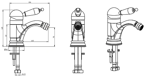 Смеситель для биде Boheme 286-MR-B Murano Black Смеситель для биде Boheme 286-MR-B Murano Black